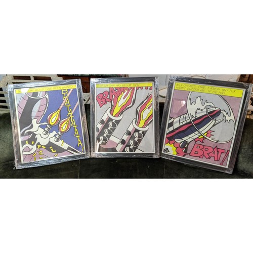 111 - ROY LICHTENSTEIN, 'As I opened fire', off set lithographs, a set of three, 63cmx  52cm. (3)