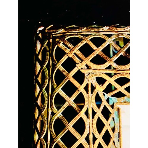 354 - ARCHITECTURAL WALL MIRRORS, a pair, rectangular with pierced gilt metal frames, 100cm H x 70cm. (2)