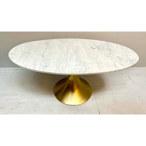 356 - LOW TABLE, 1960s Italian style, marble top on gilt metal base, 44cm high x 100cm wide x 56cm deep.