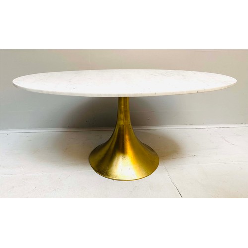 356 - LOW TABLE, 1960s Italian style, marble top on gilt metal base, 44cm high x 100cm wide x 56cm deep.