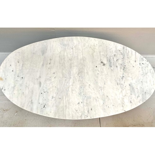 356 - LOW TABLE, 1960s Italian style, marble top on gilt metal base, 44cm high x 100cm wide x 56cm deep.