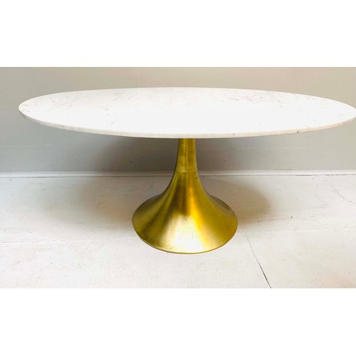 356 - LOW TABLE, 1960s Italian style, marble top on gilt metal base, 44cm high x 100cm wide x 56cm deep.