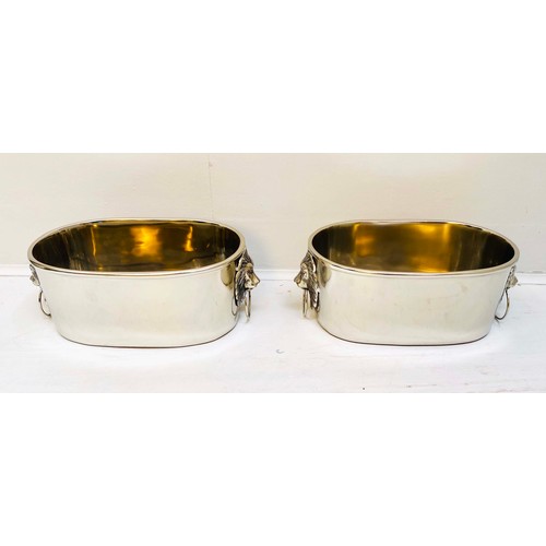 358 - CHAMPAGNE BATHS, a pair, polished metal, 16cm H x 45cm x 26cm. (2)