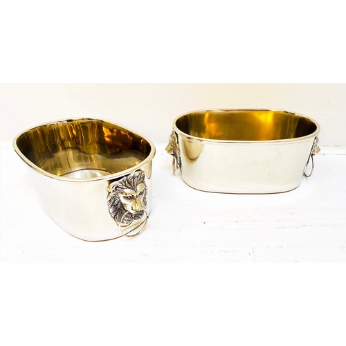 358 - CHAMPAGNE BATHS, a pair, polished metal, 16cm H x 45cm x 26cm. (2)