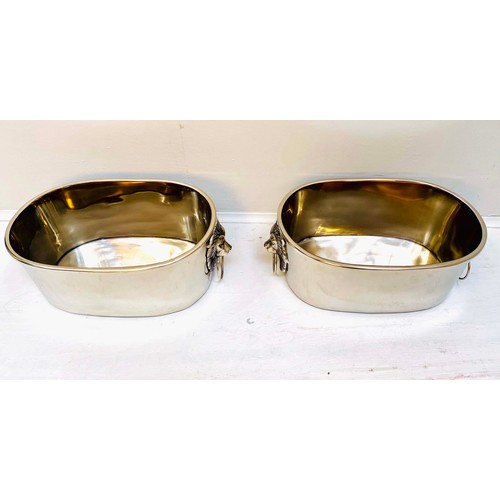 358 - CHAMPAGNE BATHS, a pair, polished metal, 16cm H x 45cm x 26cm. (2)