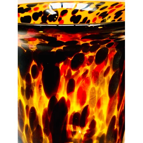 359 - GLASS VASES, a pair, Murano style tortoiseshell glass, 30cm H x 22cm x 22cm. (2)