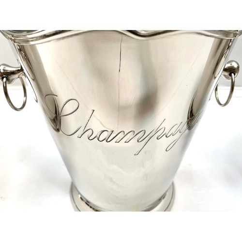 371 - CHAMPAGNE BUCKETS, a set of three, polished metal, 23cm H x 22cm x 19cm. (3)