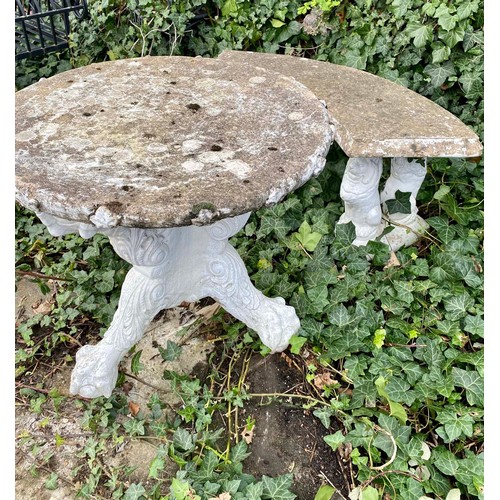 374 - GARDEN TABLE AND BENCH, composite stone, table 68cm H x 70cm W, bench 47cm H x 103cm W (2)