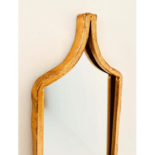 335 - ACCENT WALL MIRRORS, a pair, gilt frames, 144cm x 14cm. (2)