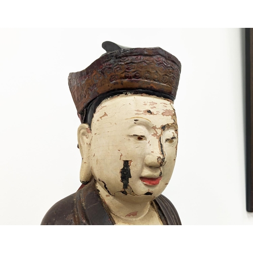 21 - CHINESE CARVED LACQUER FIGURE, painted, 92cm H.