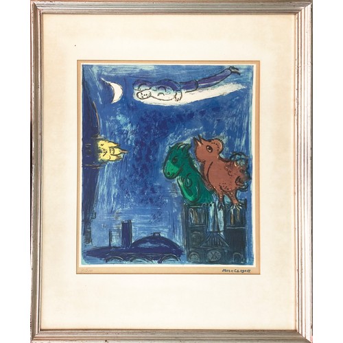 116 - MARC CHAGALL 'Les monstres de Notre dame', lithograph, pencil numbered 9/200, 34cm x 28cm, framed.