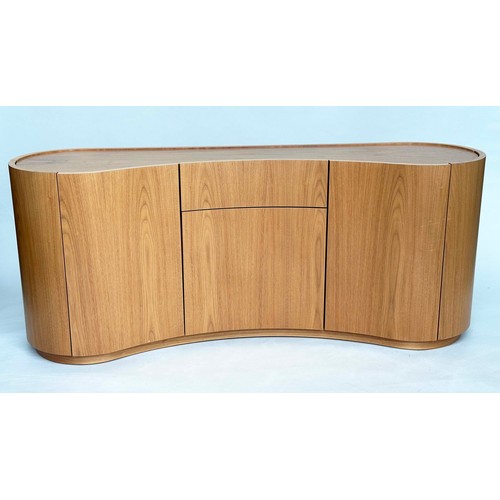 308 - SKOUBY SIDEBOARD, teak concave fronted with five panelled doors, 180cm W x 74cm H x 51cm D.