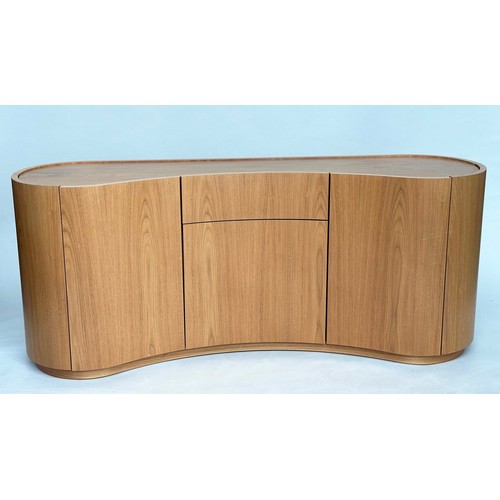 308 - SKOUBY SIDEBOARD, teak concave fronted with five panelled doors, 180cm W x 74cm H x 51cm D.