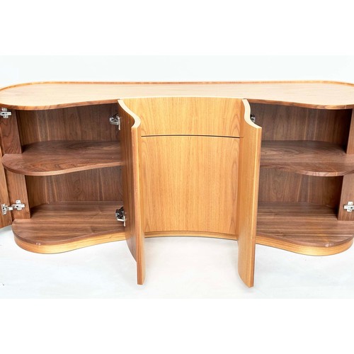 308 - SKOUBY SIDEBOARD, teak concave fronted with five panelled doors, 180cm W x 74cm H x 51cm D.