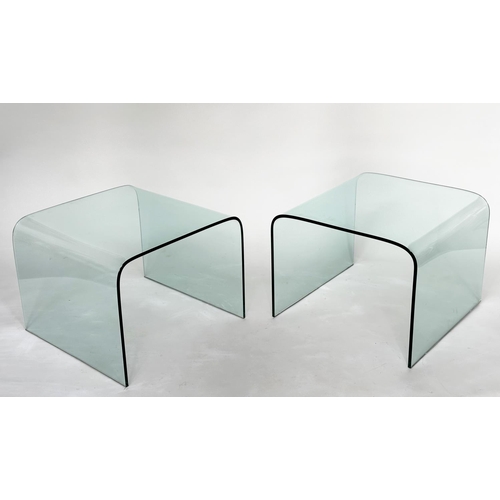 220 - OCCASIONAL TABLES, a pair, contemporary curved plate glass, 60cm x 45cm H x 60cm. (2)