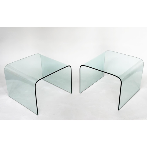 220 - OCCASIONAL TABLES, a pair, contemporary curved plate glass, 60cm x 45cm H x 60cm. (2)