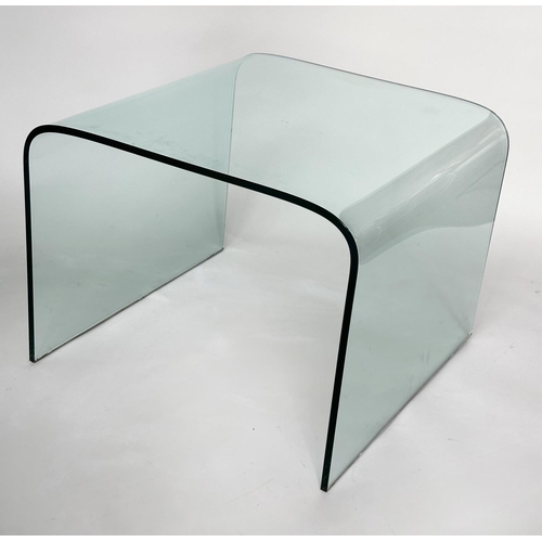 220 - OCCASIONAL TABLES, a pair, contemporary curved plate glass, 60cm x 45cm H x 60cm. (2)