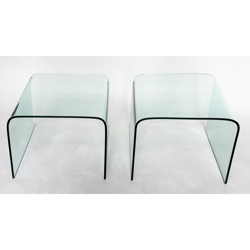 220 - OCCASIONAL TABLES, a pair, contemporary curved plate glass, 60cm x 45cm H x 60cm. (2)