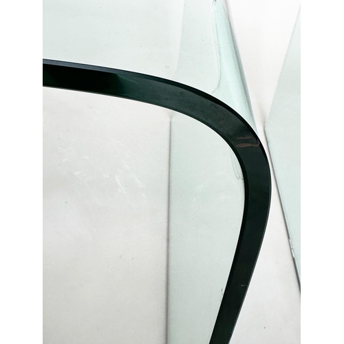 220 - OCCASIONAL TABLES, a pair, contemporary curved plate glass, 60cm x 45cm H x 60cm. (2)