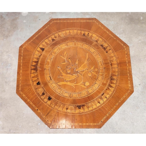 240 - OCCASIONAL TABLE, mid 19th century Italian walnut, marquetry and parquetry with octagonal top on tur... 