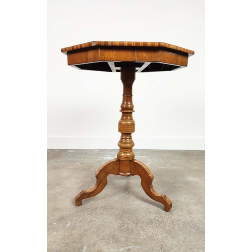 240 - OCCASIONAL TABLE, mid 19th century Italian walnut, marquetry and parquetry with octagonal top on tur... 