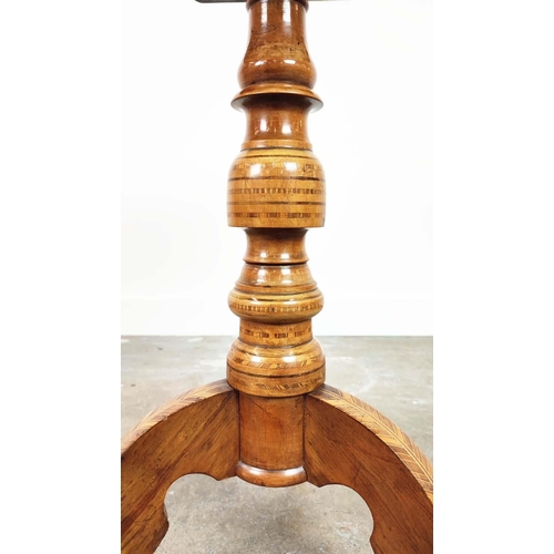 240 - OCCASIONAL TABLE, mid 19th century Italian walnut, marquetry and parquetry with octagonal top on tur... 
