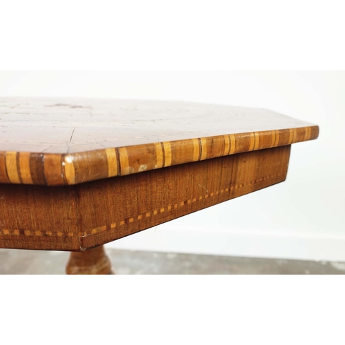 240 - OCCASIONAL TABLE, mid 19th century Italian walnut, marquetry and parquetry with octagonal top on tur... 