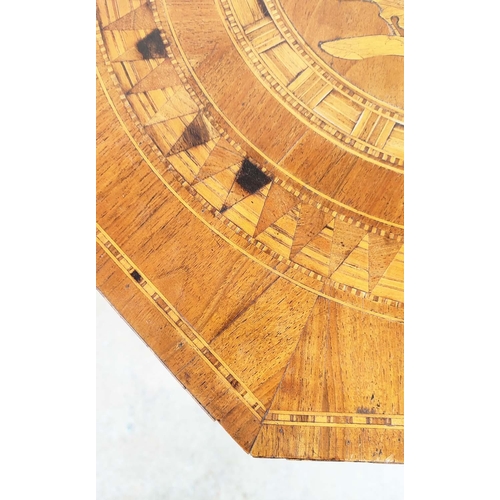 240 - OCCASIONAL TABLE, mid 19th century Italian walnut, marquetry and parquetry with octagonal top on tur... 
