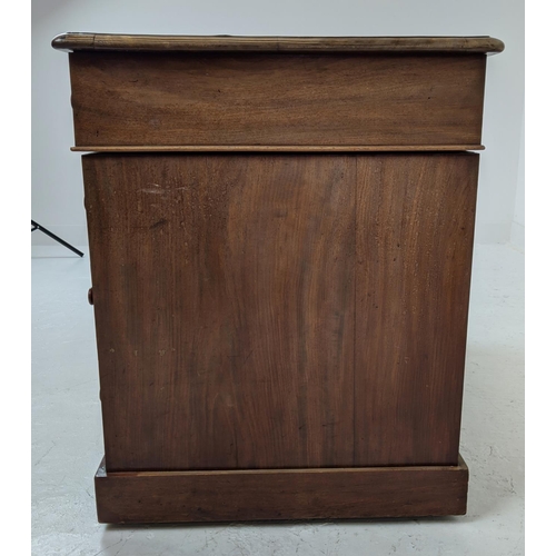 290 - SAMUEL HALL AND SONS PEDESTAL DESK, Victorian mahogany with an inlaid green leather top above nine d... 