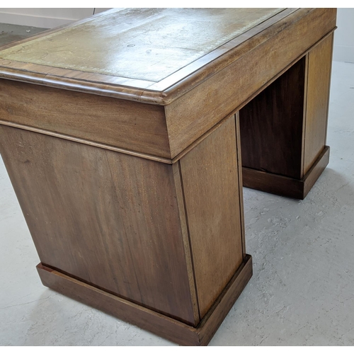 290 - SAMUEL HALL AND SONS PEDESTAL DESK, Victorian mahogany with an inlaid green leather top above nine d... 
