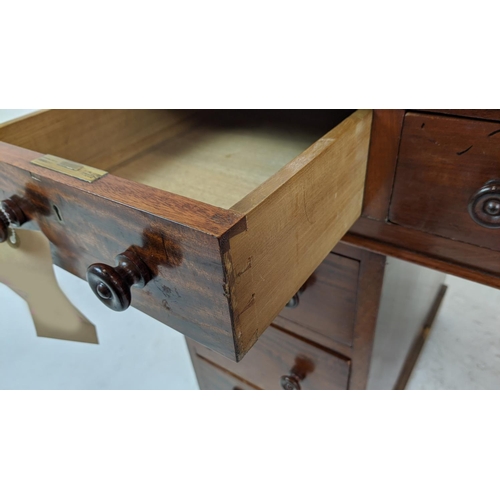 290 - SAMUEL HALL AND SONS PEDESTAL DESK, Victorian mahogany with an inlaid green leather top above nine d... 