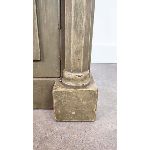 285 - SIDE CABINET, Victorian green painted with drawer above two doors enclosing shelves, 98cm H x 104cm ... 