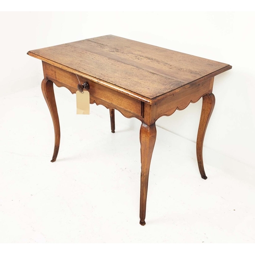 281 - SIDE TABLE, late 18th/early 19th century French provincial walnut with single drawer, 97cm L x 65cm ... 