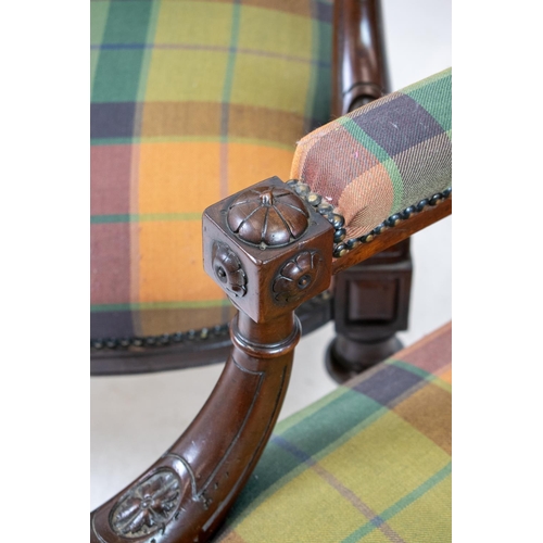 278 - ARMCHAIRS, a pair, Victorian mahogany, circa 1870, in tartan upholstery 99cm H x 63cm W x 84cm D. (2... 