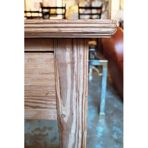274 - KITCHEN TABLE, Victorian pitch pine with two drawers, 77cm H x 130cm x 67cm.
