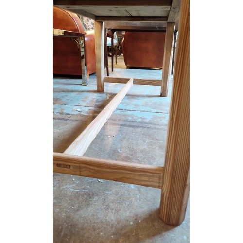 274 - KITCHEN TABLE, Victorian pitch pine with two drawers, 77cm H x 130cm x 67cm.