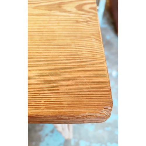274 - KITCHEN TABLE, Victorian pitch pine with two drawers, 77cm H x 130cm x 67cm.