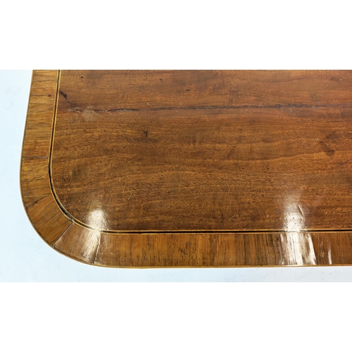 268 - CARD TABLE, Regency mahogany and rosewood with inlaid crossbanding detail on turned supports with cu... 