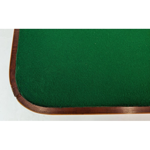 268 - CARD TABLE, Regency mahogany and rosewood with inlaid crossbanding detail on turned supports with cu... 