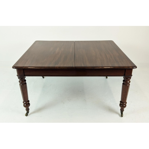 269 - DINING TABLE, extendable Victorian mahogany with turned facetted supports on castors, 123cm x 141cm ... 