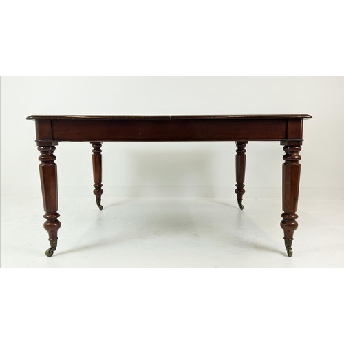 269 - DINING TABLE, extendable Victorian mahogany with turned facetted supports on castors, 123cm x 141cm ... 