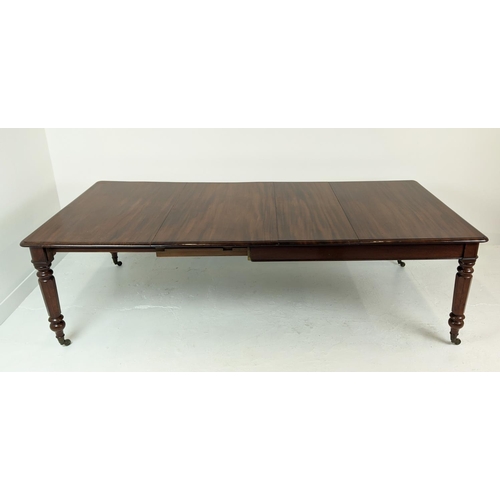 269 - DINING TABLE, extendable Victorian mahogany with turned facetted supports on castors, 123cm x 141cm ... 