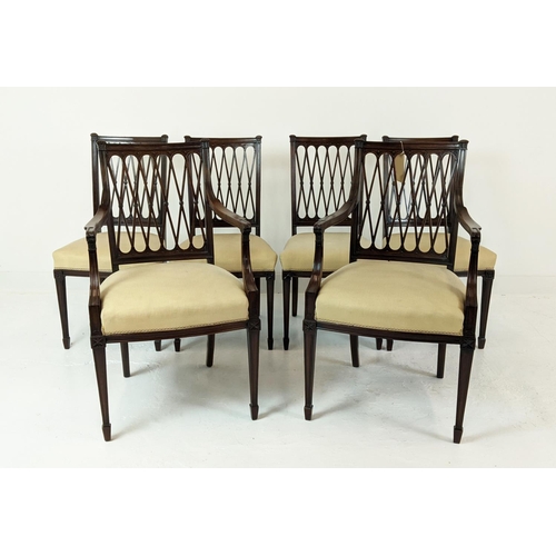 270 - DINING CHAIRS, a set of ten, including two carvers, 19th century Sheraton style mahogany with lattic... 