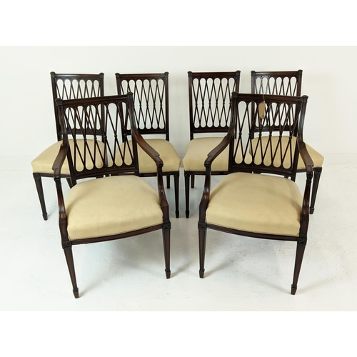 270 - DINING CHAIRS, a set of ten, including two carvers, 19th century Sheraton style mahogany with lattic... 