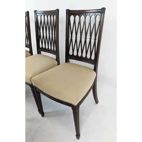 270 - DINING CHAIRS, a set of ten, including two carvers, 19th century Sheraton style mahogany with lattic... 
