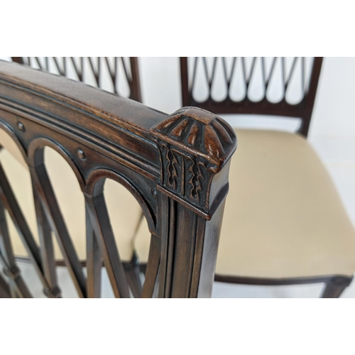 270 - DINING CHAIRS, a set of ten, including two carvers, 19th century Sheraton style mahogany with lattic... 