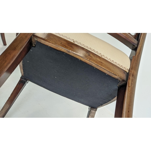 270 - DINING CHAIRS, a set of ten, including two carvers, 19th century Sheraton style mahogany with lattic... 