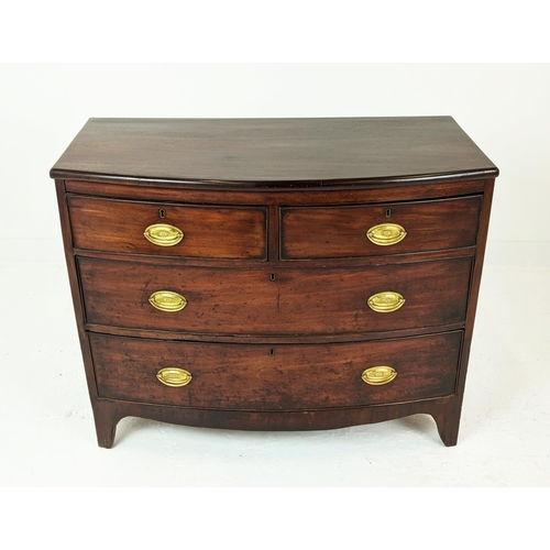 266 - BOWFRONT CHEST, 19th century mahogany of four drawers, 84cm H x 102cm W x 50cm D.