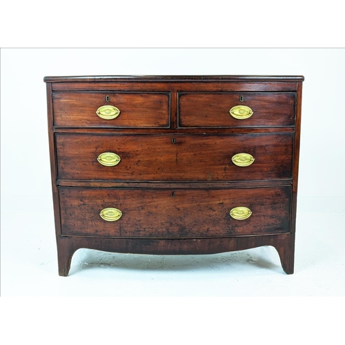 266 - BOWFRONT CHEST, 19th century mahogany of four drawers, 84cm H x 102cm W x 50cm D.