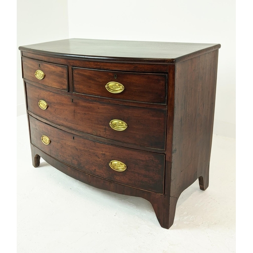 266 - BOWFRONT CHEST, 19th century mahogany of four drawers, 84cm H x 102cm W x 50cm D.